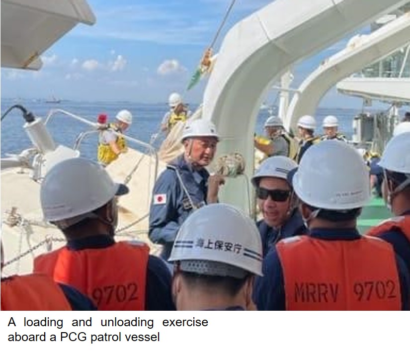 A loading and unloading exercise aboard a PCG patrol vessel