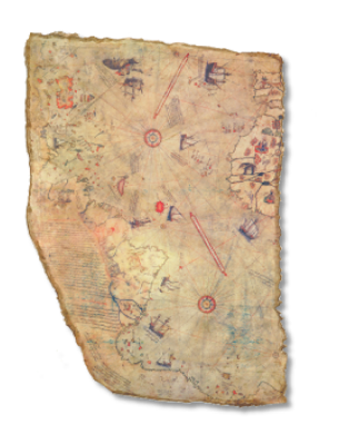 １５１３年にオスマン帝国のピーリー・レイースが作製した大西洋の地図